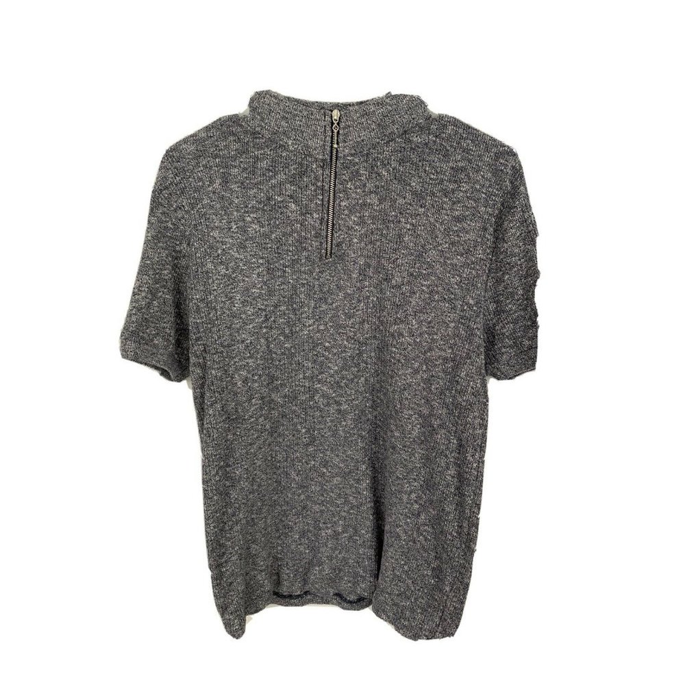 ZARA MAN SS 1/4 Zip Knit Polo Shirt Navy Large
